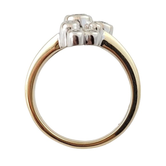 10k yellow & white two tone gold diamond bubble bypass ring 6.5 - Picture 5 of 8